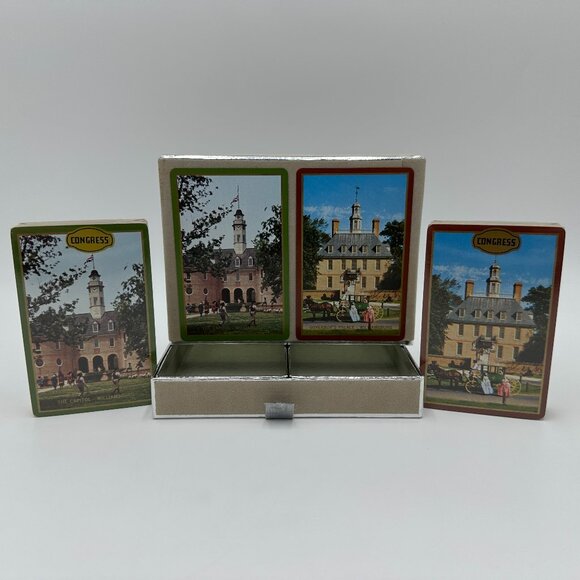 Vintage Double Deck Colonial Williamsburg Congress Playing Cards / Cards Sealed - Picture 1 of 11